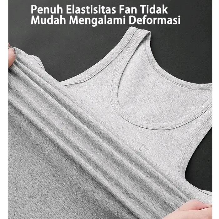Hemat 3 PCS Singlet Pria Pakaian Dalam Pria Dewasa Katun Atasan Kaos Hitam - Nyaman, Putih, 8