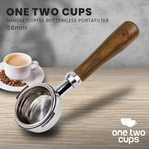 Bottomless Naked Portafilter Stainless Steel 58mm E61 Brown
