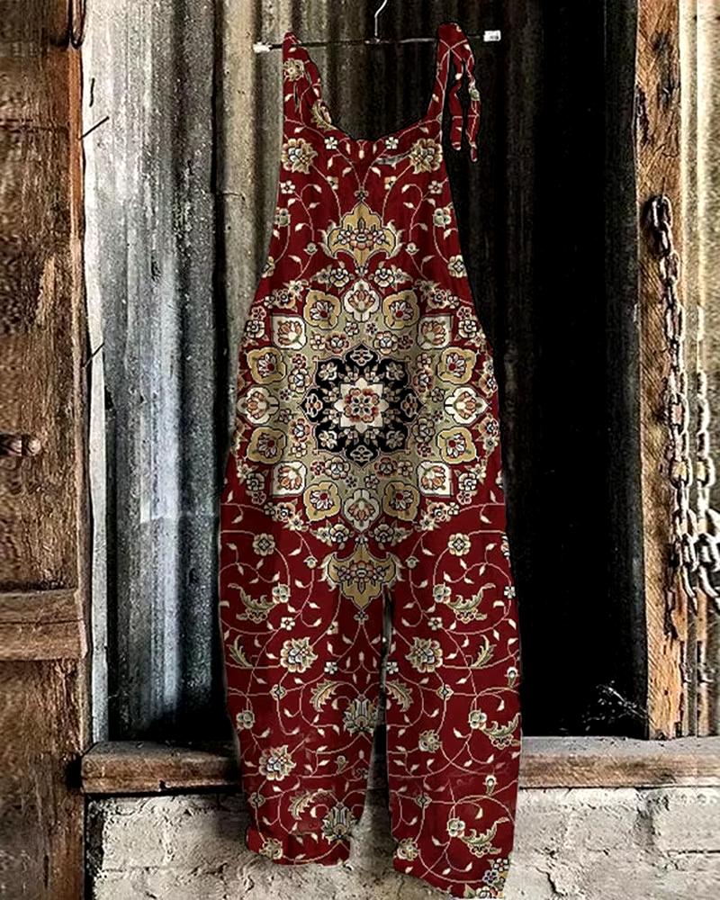 Product Introduction of 2024 new summer women's comfortable bohemian fashion casual jumpsuit 3D printed retro loose jumpsuit 4