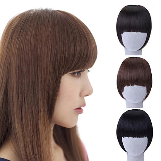 KA.B Pretty Girl\'s Clip on/in Neat Bangs Straight Fake Bob Style Fringe Hairpiece 4