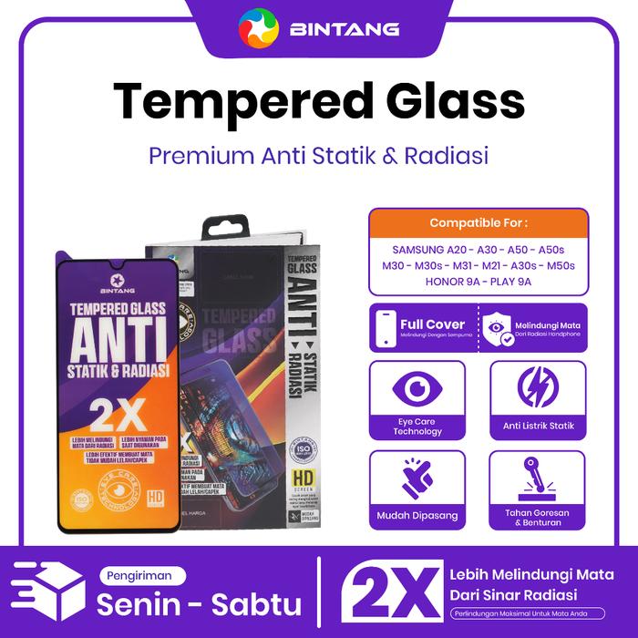 Gambar BINTANG Tempered Glass Anti Statik Anti Radiasi Screen Protector Fullcover For SAMSUNG A20/A30/A50/M30/A50S/M30S/M31/M21/A30S/M50S/HONOR 9A/HONOR PLAY 9A dari Bintang Official Store Kota Tangerang Tokopedia