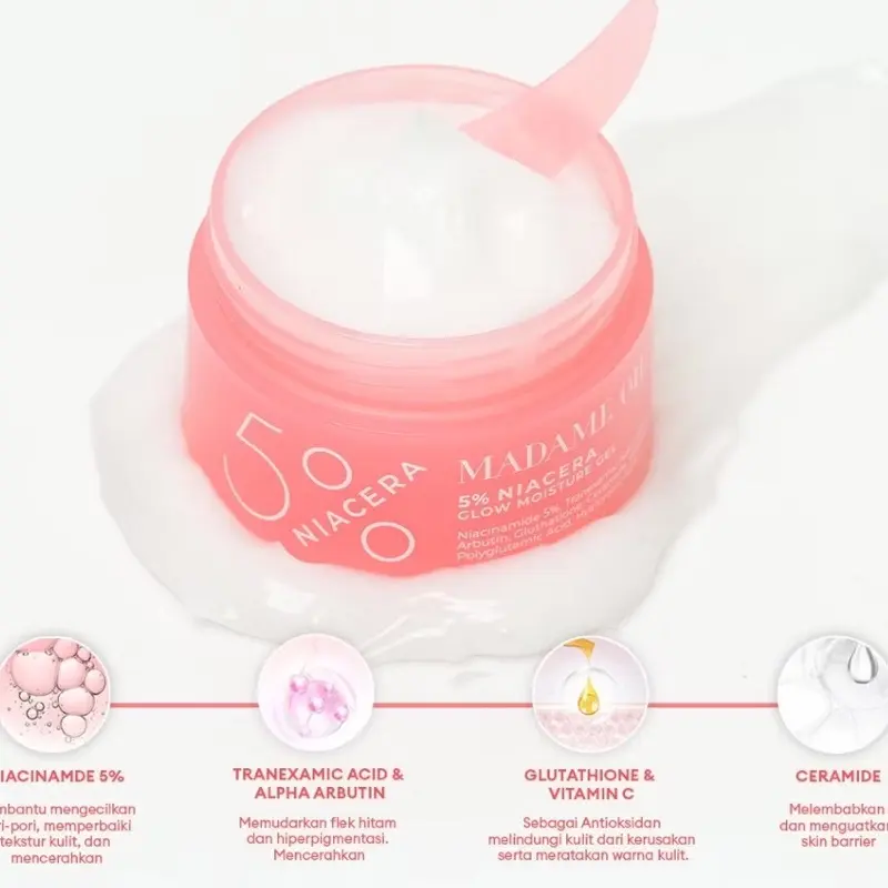 ￼Madame Gie 5% Niacera Glow Moisturizer Gel 30gr | NEW Moist Gel Pelembab Wajah Mencerahkan Kulit 1