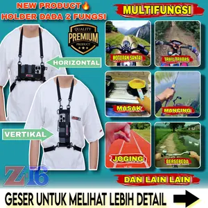 ( NEW PRODUCT ) Holder Dada HP Vlog 2 in 1 VERTIKAL Dan HORIZONTAL Chest Belt Strap dua fungsi dalam 1 produk