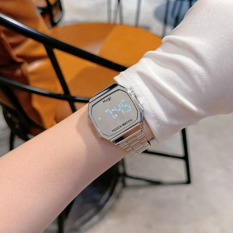  Hugi Đồng Hồ Unisex H166 Cảm Ứng LED Tráng Gương Siêu Nhạy Dành Cho Nam Nữ Mặt Kính Mirenal Crystal Chống Trầy Kích Thước 3.5cm Dây 22-24cm Pin Bền Bảo Hành 6 Tháng 