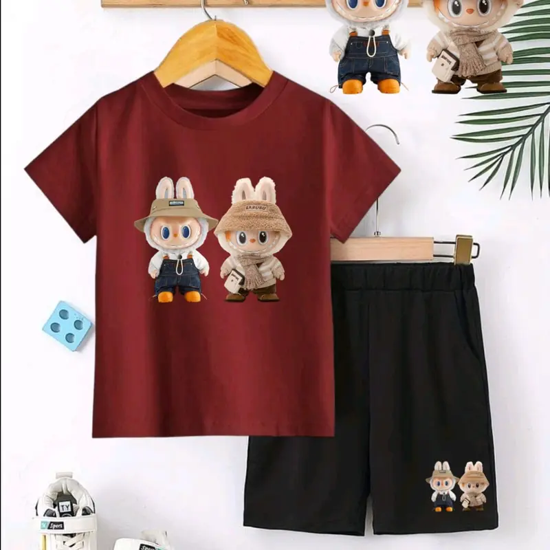 BAJU SETELAN ANAK GAMBAR BONEKA LABUBU 7