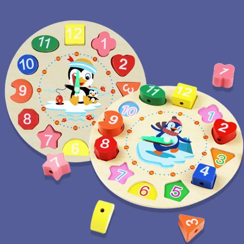 [IM] Mainan Edukasi Dini Bentuk Jam Putar / Sensory Educatiton Geometri Bentuk Bangun Ruang / Puzzle Angka Jam / Mainan Montessory Clock / Puzzle Kayu Unik 2