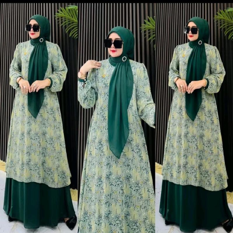 COD DRESS LAYLA SET HIAJB SEGIEMPAT CANTIK MEWAH ELEGAN TERBARU MOTIF LIMITED EDITION 5