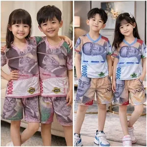 Setelan Jersey Anak Laki Laki dan Perempuan 3-12 Tahun Motif Uang Indonesia Kualitas Terbaik