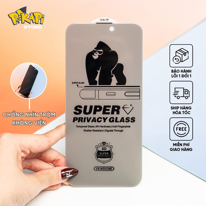  Kính Cường lực iPhone KINGKONG Chống Nhìn Trộm Không Viền Full Màn Phù Nano Cảm Ứng Mượt Mà Chống Bụi Xước Va Đập 
