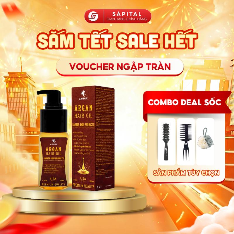 Tinh dầu dưỡng tóc Akuma Argan Hair Oil | Dưỡng tóc nam dành cho mái tóc khô xơ chẻ ngọn