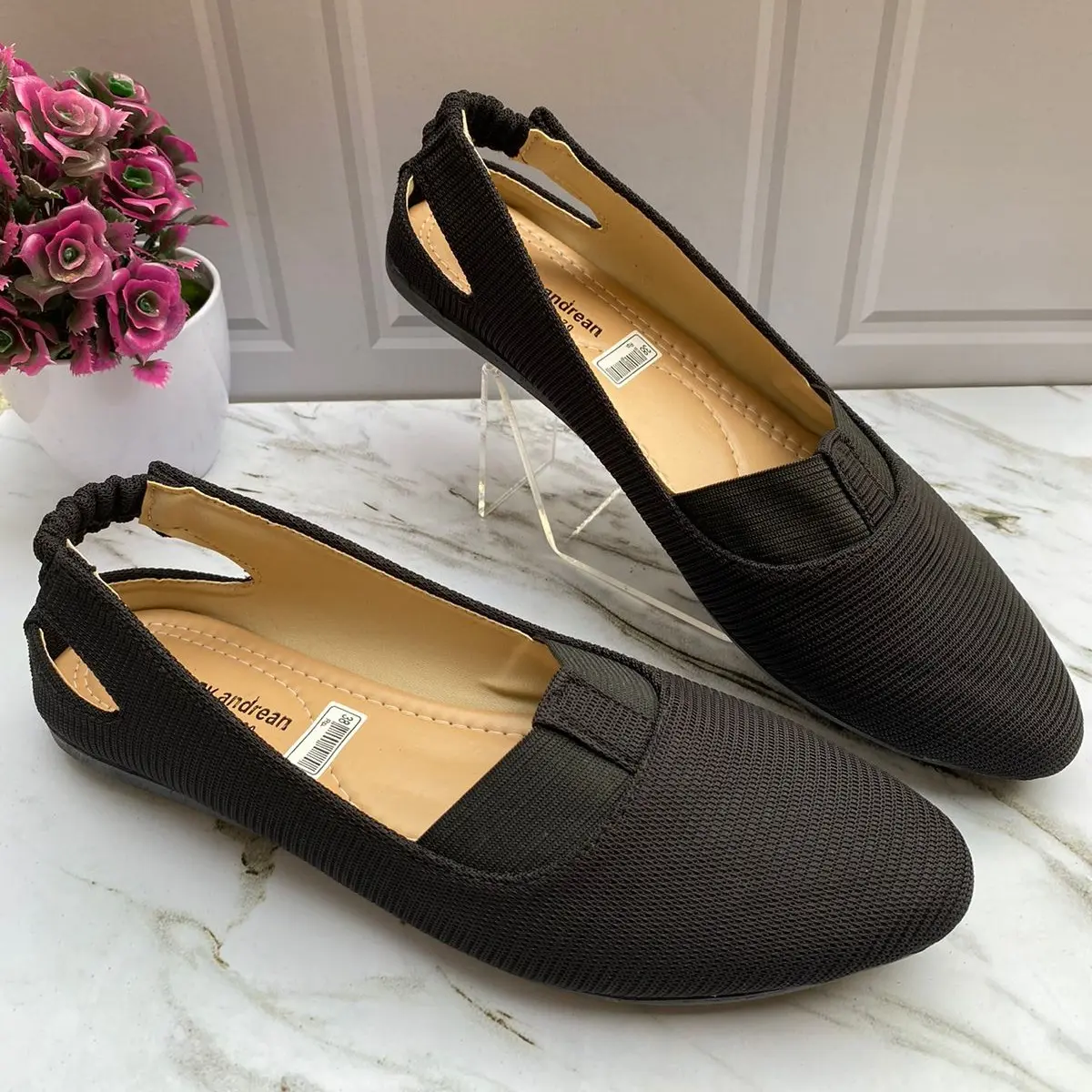 Sepatu Flatshoes Tali Karet Wanita Hak Datar Karet Antiselip