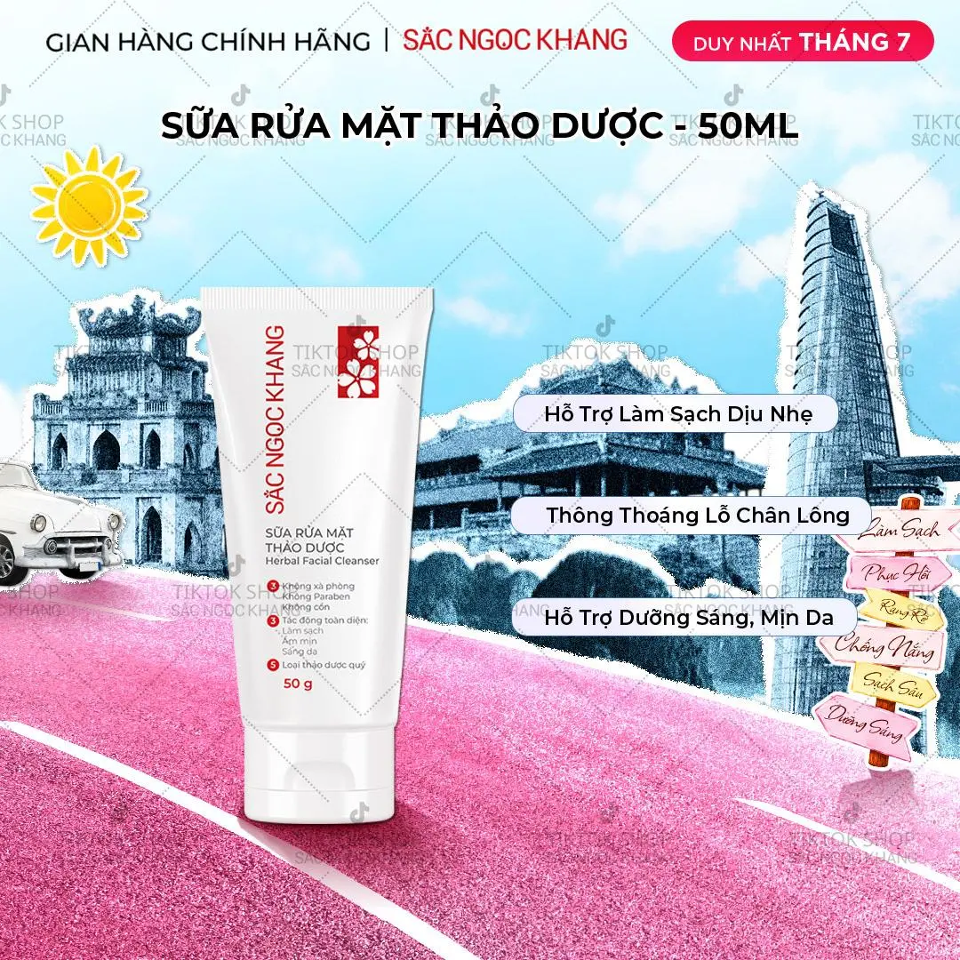 Sữa Rửa Mặt Thảo Dược Sắc Ngọc Khang Làm Sạch Dịu Nhẹ - Hỗ Trợ Da Mềm Mịn Hạn Chế Khô Da 2PL