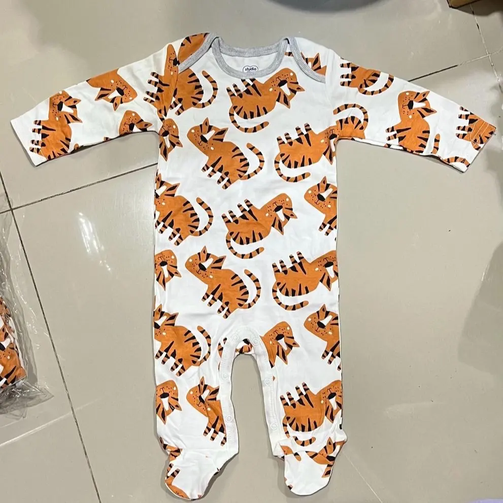 Sleepsuit motif kucing anak bayi cowok cewek lengan panjang