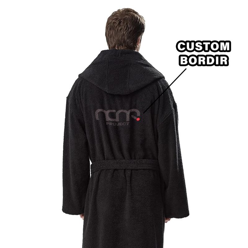 Handuk Kimono Hoodie Bathrobe Black Premium Free Bordir Dewasa 5