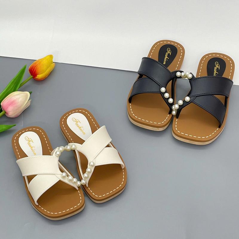 Dép Lê Bé Gái Quai Chéo Phối Ngọc Đơn Giản Và Sang Trọng :Quai Chéo