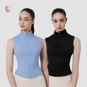 Lockerwear Baju Jaket Sleeveless Olahraga Wanita Sport Vest Zipper Gym Yoga Pilates Padel Tennis