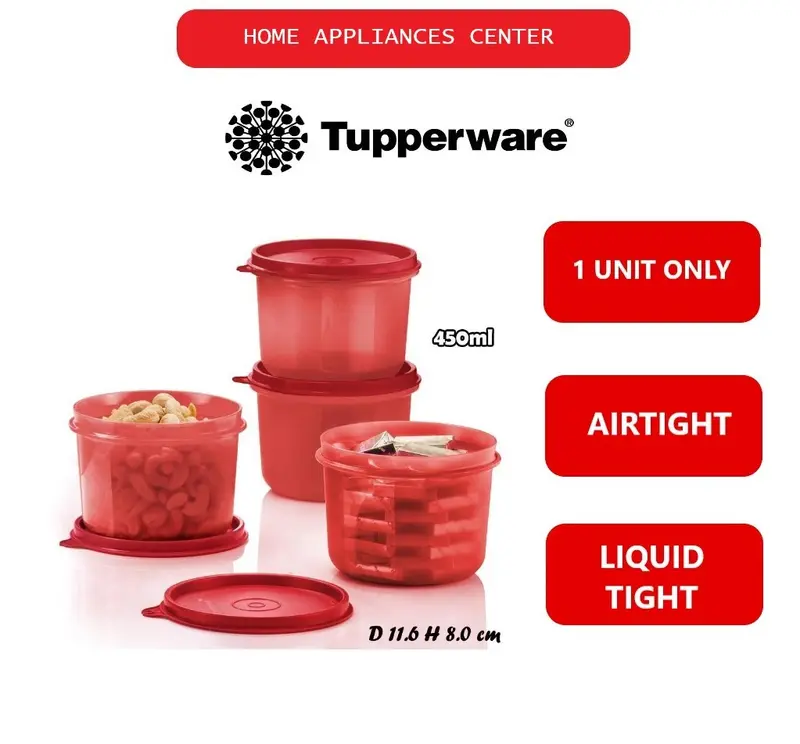 Tupperware Snack N All 450ml (Red) Snack Food Container Air Tight ...
