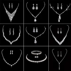 Kalung Permata Set Kalung Dan Anting / Set Perhiasan Wanita ke pesta Nikahan / Wedding / Tunangan / Kondangan / Bisa Untuk Head piece