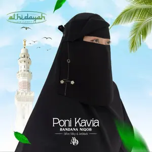 Terbaru! Niqob PONI KAVIA Hijab Hitam Elegan Syahreza Store 2025 Niqob Niqab Bandana Tutup Cadar Lembut Nyaman Safety