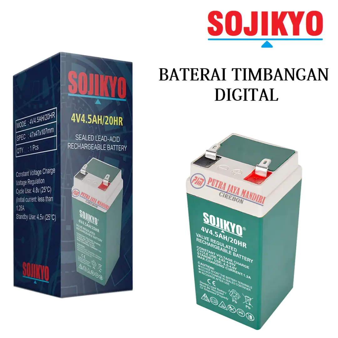 SOJIKYO BATERAI TIMBANGAN 30 100 150 300 KG DIGITAL 4V4.5AH AKI ACCU KERING BATERAI