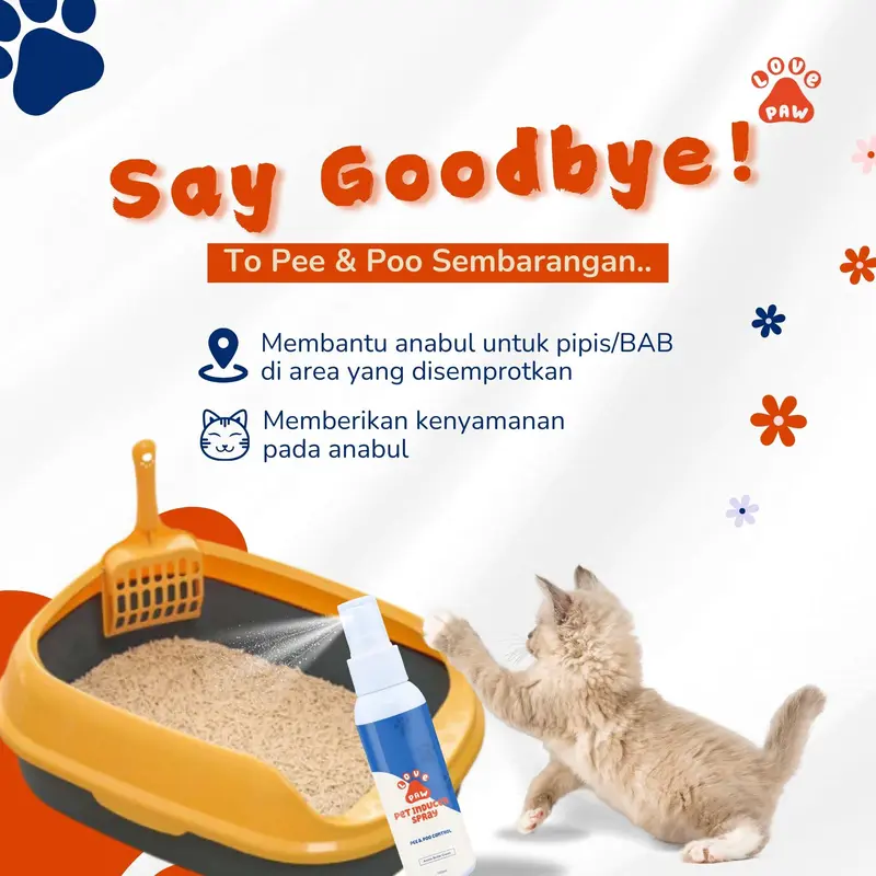 [ BELI 5 FREE 3 ] Love Paw - Spray Untuk Melatih Pipis Dan Pup Kucing Hewan Peliharaan 100ml - Pet Inducer Pee & Pop Training Spray hewan peliharaan spray perlengkapan kucing peralatan kucing kucing asli pet odor anti kucing pup pipis sembarangan penghila 2