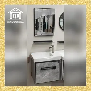 Paket Kabinet Wastafel Gantung Set 50 Cermin Lemari Rak Kamar Mandi