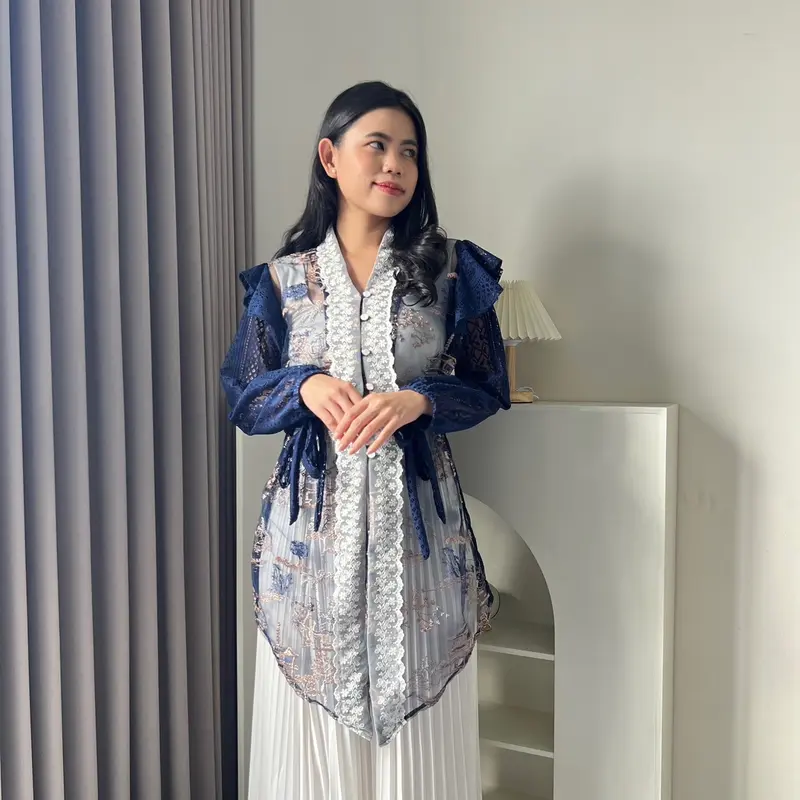 Hoolaqueen - Kebaya Outer Malika - Outer Tile Renda - Atasan Kondangan - Kebaya Renda Tile 1
