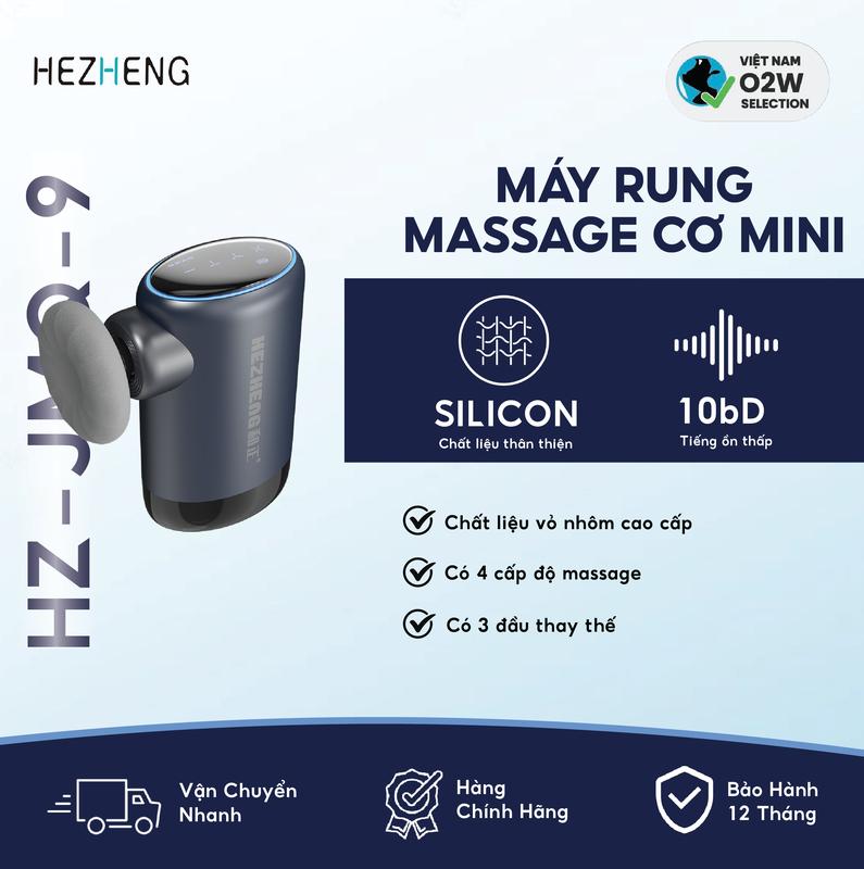 [SIÊU SALE] Máy massage cầm tay mini HEZHENG HZ-JMQ-9, Cảm biến lực nhấn, Giúp giảm đau mỏi, Giúp thư giãn cơ, Thiết kế nhỏ gọn - Chính hãng BH 6 tháng