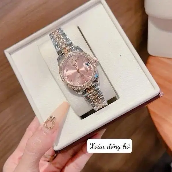 A8 Đồng hồ thời trang nữ đính đá Size 30mm có lịch ngày thép không gỉ chống nước 3ATM sang trọng Watch Women B8 Đinh 2