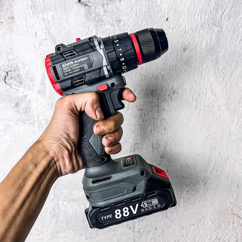 APR BOR impact drill BRUSHLESS TYPE AP85+ 10mm keyless auto lock 2baterai lxt 88vf mesin bor besi kayu driver sekrup drill 3
