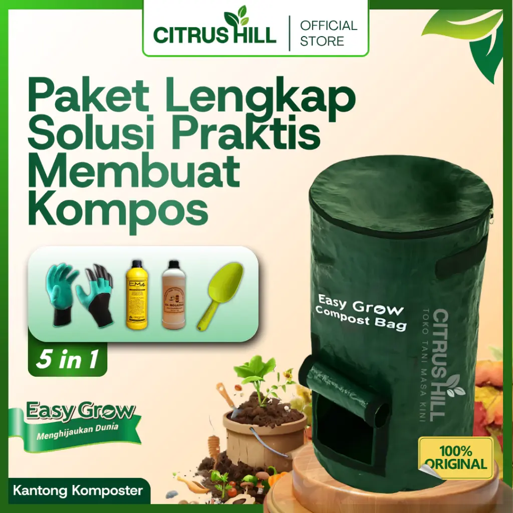 CitrusHill COMBO HEMAT PAKET COMPOST STARTER KIT Compost Bag 200 Liter Easy Grow Kompos Tas Sampah Daur Ulang