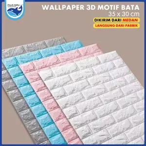 Paus Biru - 30x35cm Mini Wallpaper Dinding Foam 3D | Stiker Wallpaper Dinding Dekorasi | High Quality Brick Theme MINI Wallpaper Foam with Variation of Color Selections / MINI Wallpaper Foam bertema Batu Bata dengan Bermacam macam Variasi Pilihan War