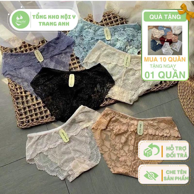 Combo 10 (có tách lẻ 5 quần) Quần Lót Ren Sexy Chất Ren Thái Mềm Mịn Không Gây Kích Ứng Da Freesize (40-62kg) RETHAI