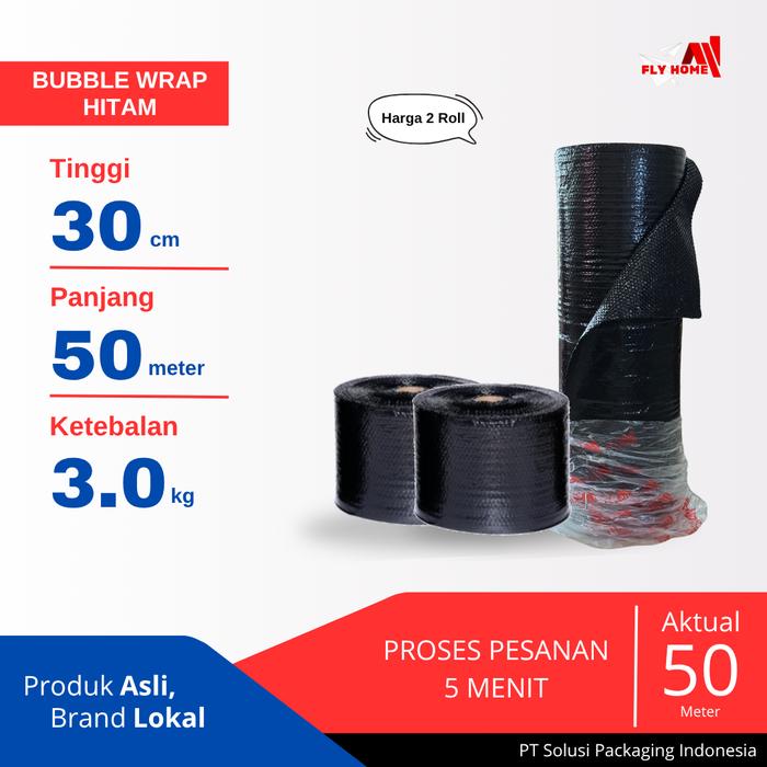 Gambar FLYHOME Bubble wrap hitam 3kg potongan 30cm 2 roll hitam 30x50meter - Hitam dari Flyhome Brand Lokal Kota Depok Tokopedia