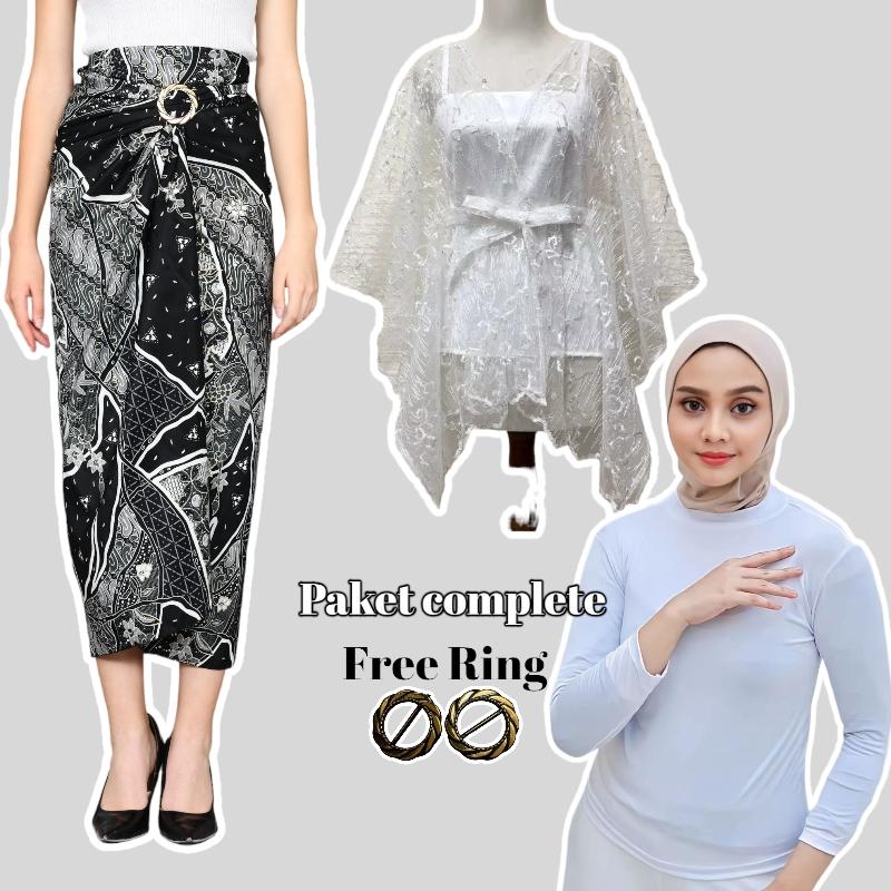 Outfit Atasan Fashion Satu Set Outer brokat cape Brokat Crop Kondangan Pesta Brokat seragam Bridesmaid Terbaru 2024-2025 3