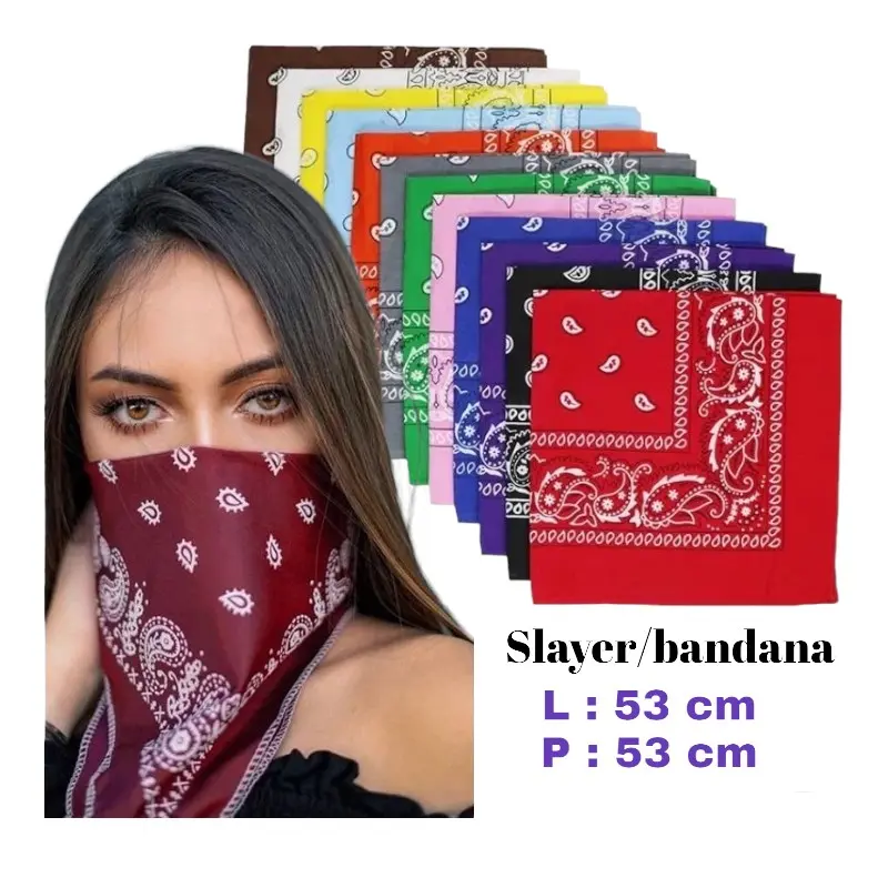 Bandana Slayer Multifungsi Ukuran 53cm x 53cm Hip Hop Square Scarf Slayer Bandana Syal