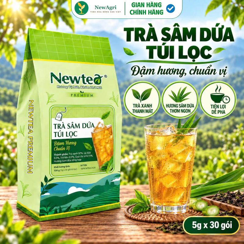 Trà Sâm Dứa Túi Lọc Newtea 150g - Trà Lá Dứa 30 Túi x 5g Pha Trà Đá Quán Ăn, Trà Mời Khách, Uống Nóng Hoặc Đá