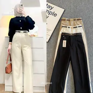 HN Fashion Oro Pants Knit Celana Panjang wanita higwaist Korean Style