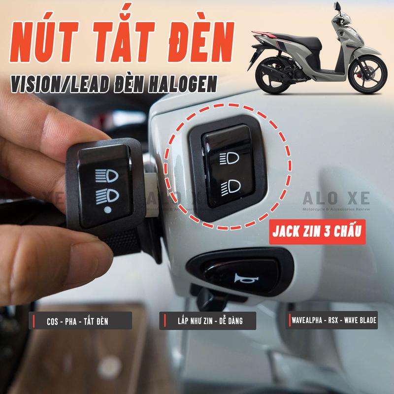   Khắc Chìm  Nút công tắc tắt đèn CAO CẤP dùng cho xe Vision - Lead 125 đèn Halogen - Wave Alpha - Rsx - Wave Blade  Phụ Kiện - Phụ Tùng xemay 