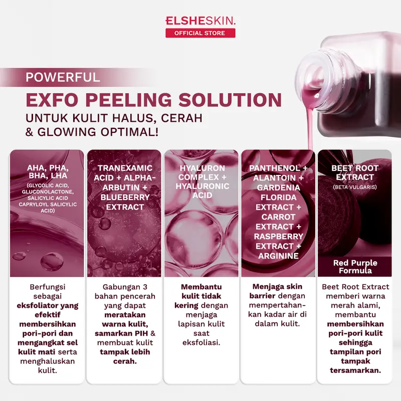 [NEW LAUNCH] Elsheskin Multi Acids Exfo Peeling Solution 35ml - Exfoliating Serum, Serum Eksfoliasi Wajah, Membantu Mengangkat Sel Kulit Mati, Brightening, Mencerahkan Kulit Kusam, Membersihkan Komedo, Pori, Menghaluskan Tekstur Kulit Essence Memutihkan 2