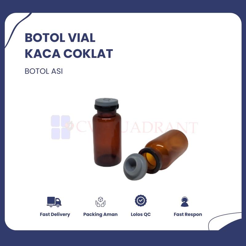 Botol Vial Kaca Coklat Tutup Karet / Botol ASI / Dapat disesuaikan ...