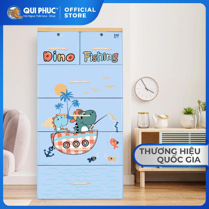 Tủ nhựa Kid 5 tầng QUI PHÚC, đựng quần áo cho bé, tiện lợi, an toàn sức khoẻ, hoạt tiết in chìm không bong tróc