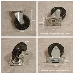 3 Inch (75mm) Roda Karet Light Duty - Troli Lemari Rak - Unico