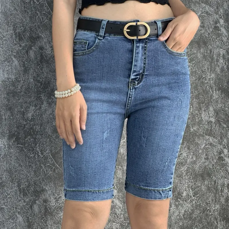 Quần Jean Nữ AKJ N32 Ngố Form Ngắn Lưng Cao Co Giãn