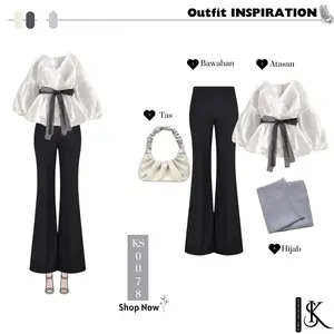 Setelan Baju One set 4in1 [BLOUSE + CELANA CUTBRAY + TAS SERUT + HIJAB] bella square Outfit Casual KS0078