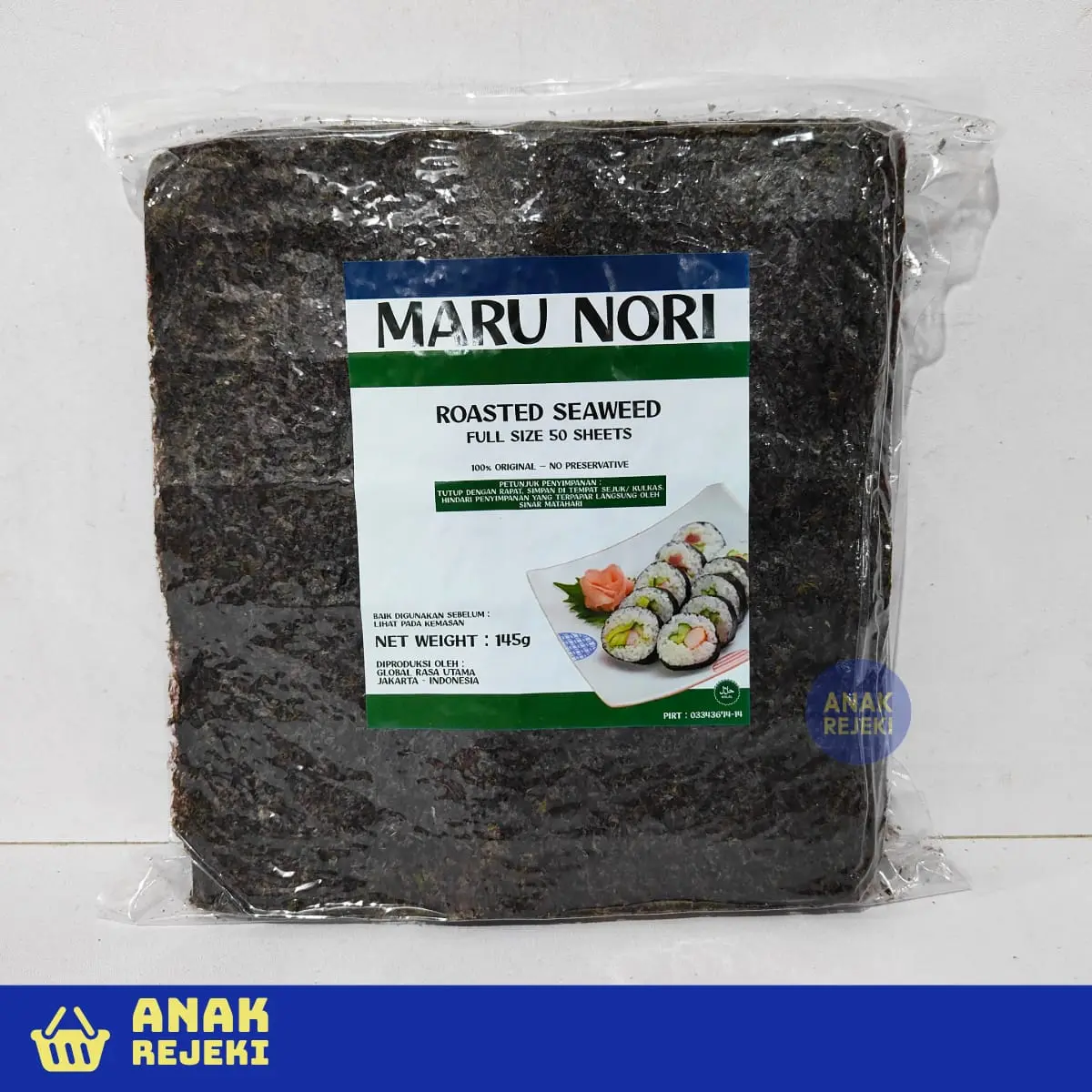 Maru Nori Sushi 50 lembar - Roasted Seaweed Rumput Laut Panggang Halal 50s