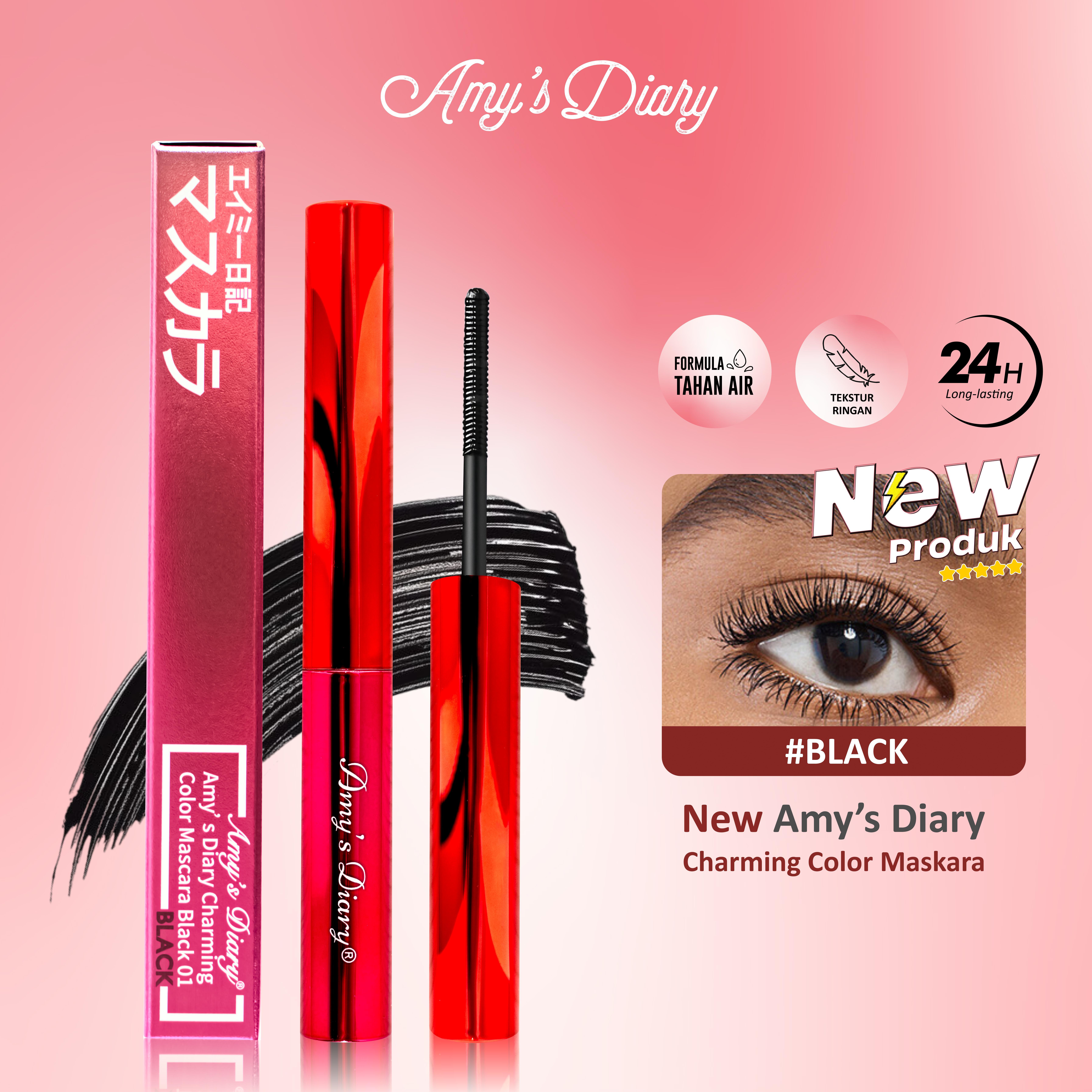 [Skistore] BPOM Maskara Charming Color Black Amy's Diary Mascara Brushes Small Long-Lasting