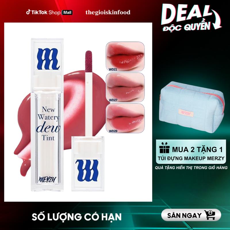 [NEW DEW] Son Tint Bóng Dạng Thạch Trang Điểm Hàn Quốc Merzy New Watery Dew Tint 4g