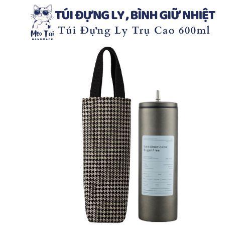  Túi đựng ly bình nước 500ml - 600ml kích thước 22x7cm vải dày bề mặt không thấm nước 