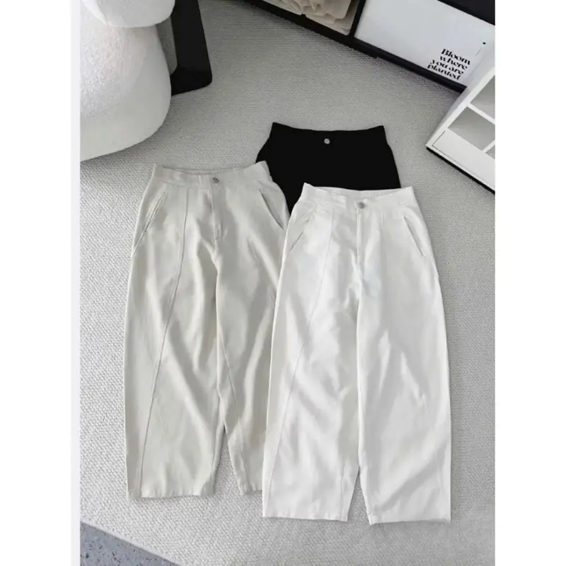 ￼Quần Baggy Dáng Rộng chất kaki gió 1 Cúc Lưng Chun, Quần Dài Nữ Ống Siêu Rộng Thoải Mái Ngày Hè- masstore21